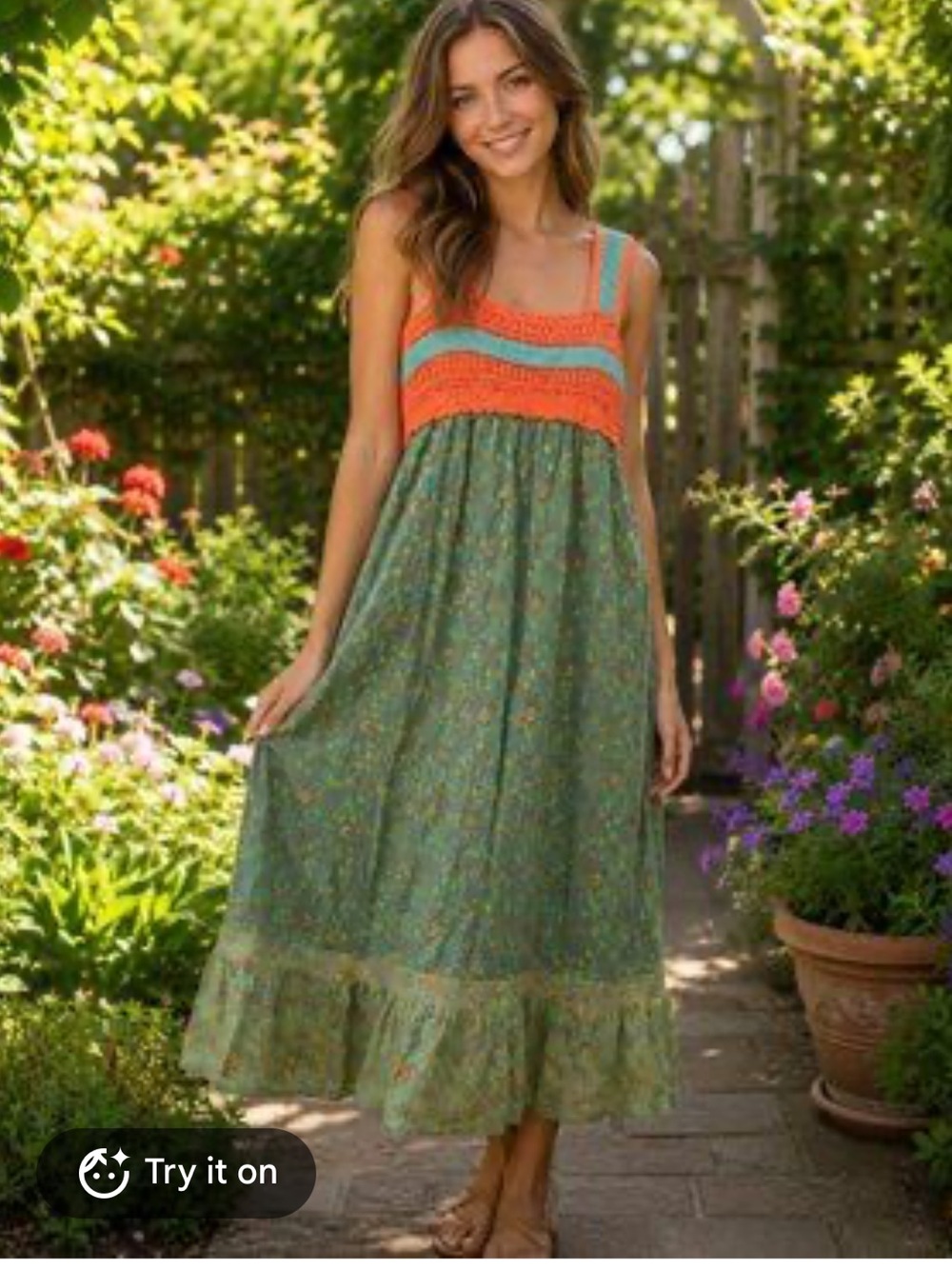 Sundance Under The Sun Cotton Crochet Top Maxi Sz 12